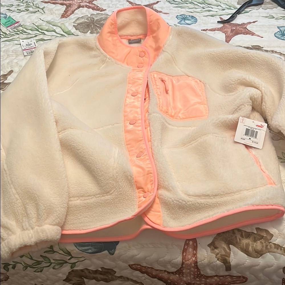Cream and Peach Fleece Jacket